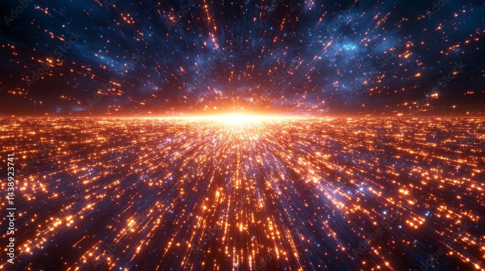 Obraz premium Cosmic explosion radiating through space.