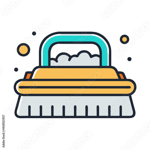 Scrubbing Brush Cleaning Tool Icon Design