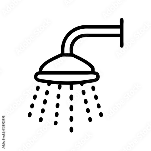 Showerhead with Water Spray Icon Design