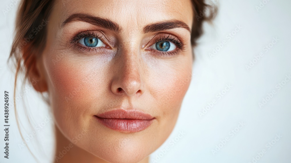 Close-up portrait of an attractive woman with clear eyes and smooth skin
