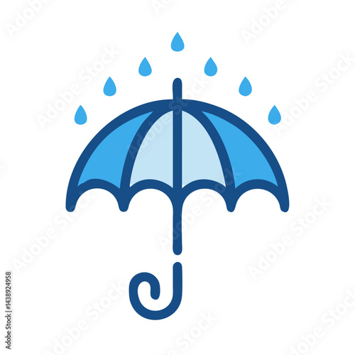 Umbrella Under Rainfall Weather Icon Design