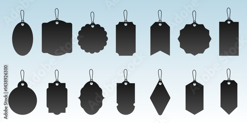 Set of versatile vector tag designs in diverse styles, including minimal, retro, abstract, and modern aesthetics, suitable for digital branding and packaging use