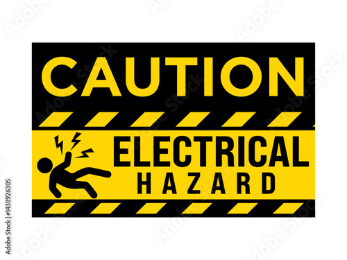 Electrical hazard caution sign warning of high voltage dangers, for construction sites, industrial facilities and utility areas with high-visibility safety symbols for clear danger communication.