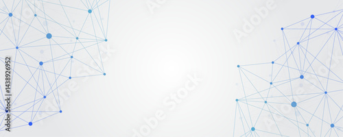 Modern abstract digital background with blue connected dots and polygonal mesh network. communication structure, data science web, cyber technology design, innovation backdrop for UI system