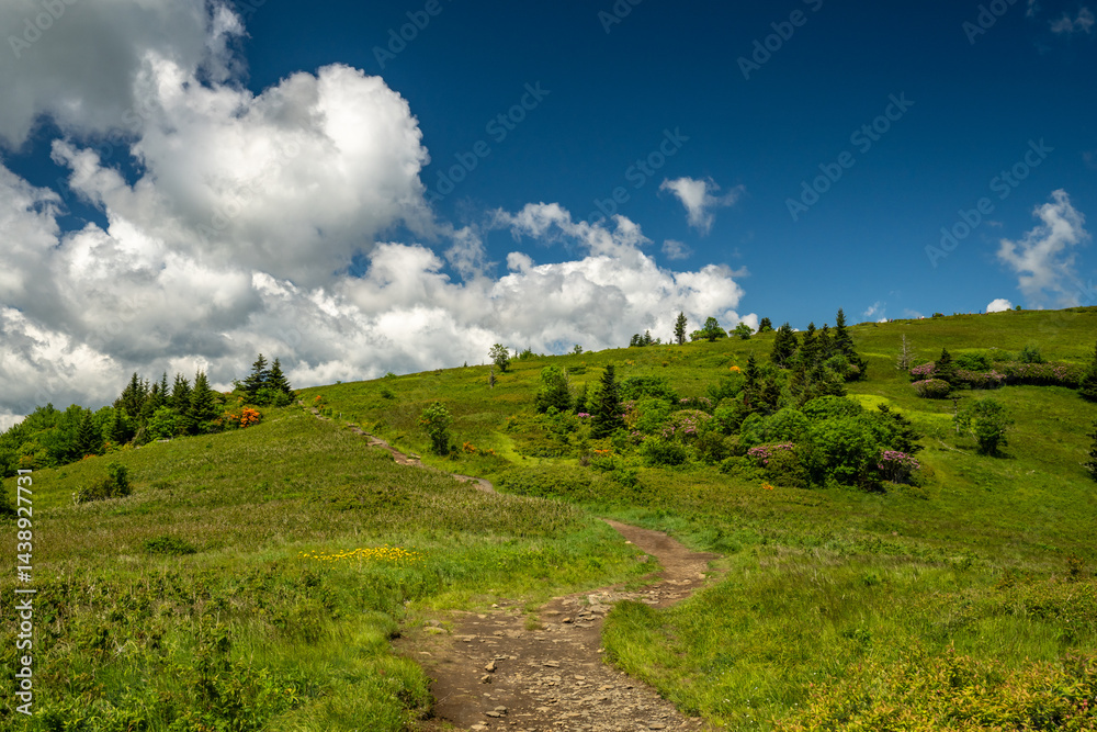 Large White Clouds Pass Over Round Bald In North Carolina
