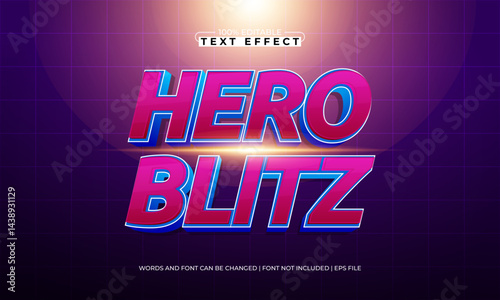 hero blitz editable text effect with a hero and super text style