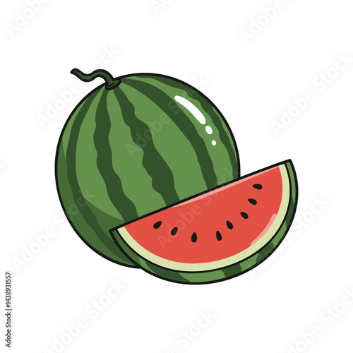 Kawaii Watermelon Clipart Juicy Summer Fruit Drawing for Kids and Food Themes