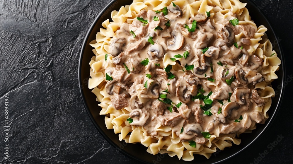 Creamy beef and mushroom pasta dish