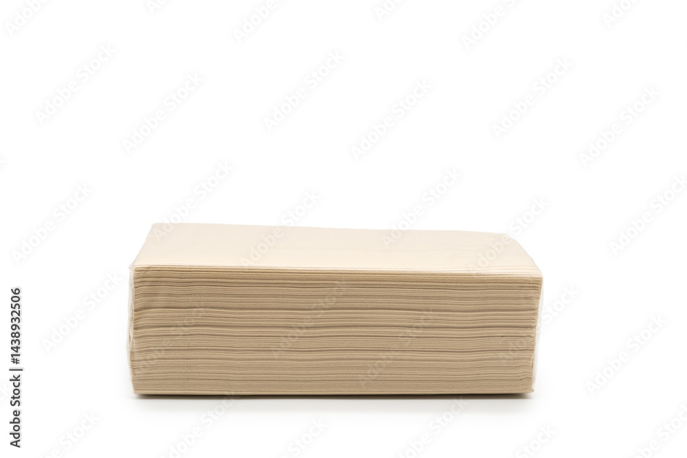 Brown tissue paper pack isolated on white background. copy space.