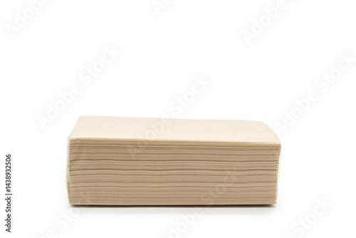 Obraz na płótnie Brown tissue paper pack isolated on white background. copy space. w salonie