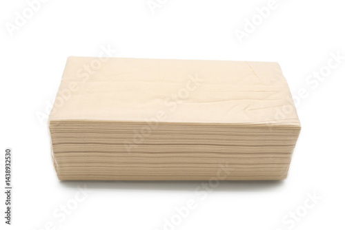 Obraz na płótnie Brown tissue paper pack isolated on white background. copy space. w salonie