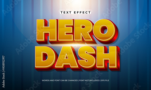 hero dash editable text effect with a hero and super text style