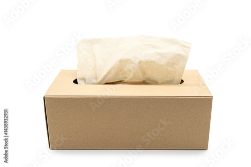 Obraz na płótnie Brown tissue paper box isolated on white background with Clipping path. w salonie