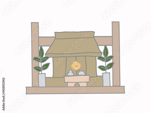 Illustration of a Shinto altar displayed in the home