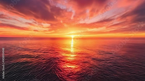 Sunset and afterglow over the sea