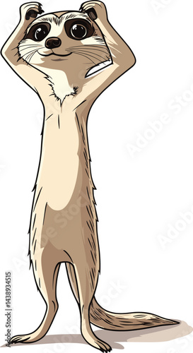 cartoon meerkat standing up with its paws
