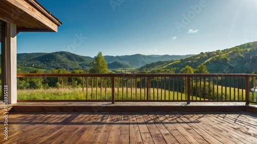 mountain landscape with wooden fence