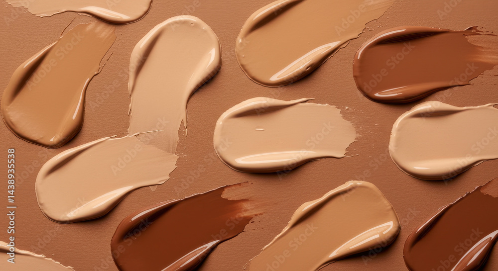 Fototapeta premium Foundation Swatches: Diverse Skin Tone Shades for Makeup Matching, Beauty, Cosmetics, and Flawless Coverage