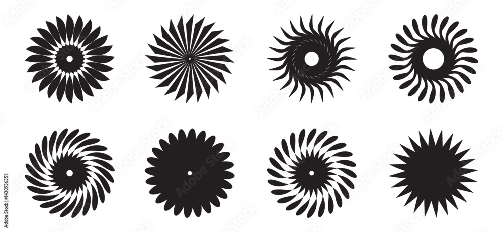 Fototapeta premium Radial Geometric Patterns - Symmetrical Starburst Vector Designs