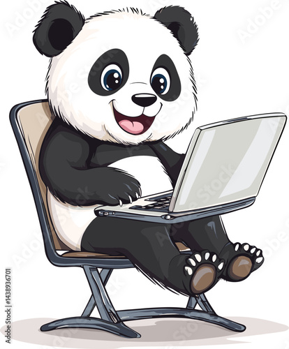 panda with laptop