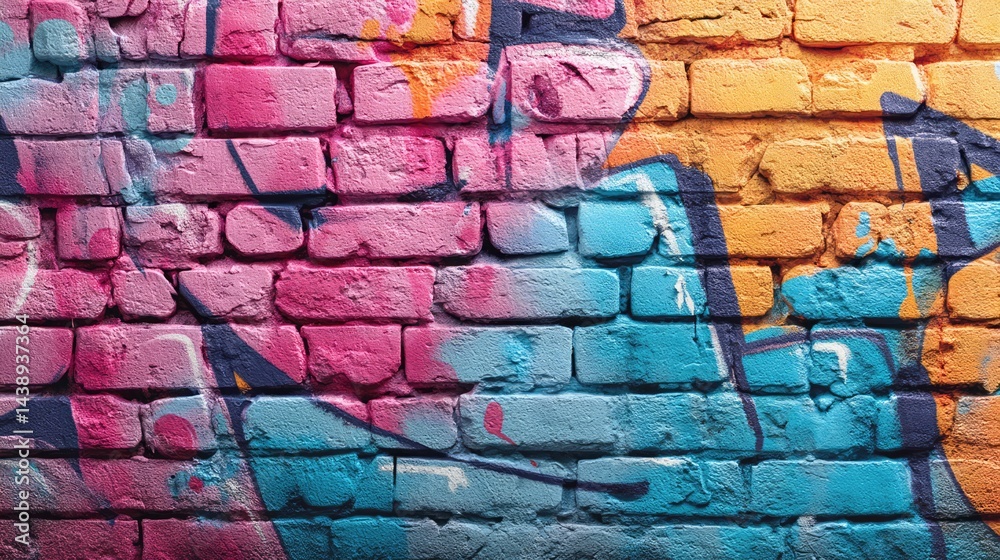 Fototapeta premium Colorful Graffiti Street Art on Brick Wall – Urban Creative Expression