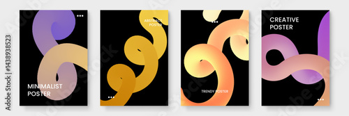Four abstract posters with colorful swirls suitable for vibrant modern wall art or eyecatching social media graphics.