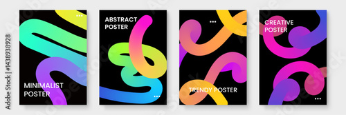 Set of posters with colorful abstract designs suitable for marketing materials, social media posts, home decor, and artistic presentations.