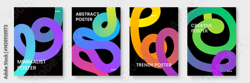 Abstract posters with colorful gradient shapes. Ideal for modern decor, digital backgrounds, web design, and vibrant advertising campaigns.