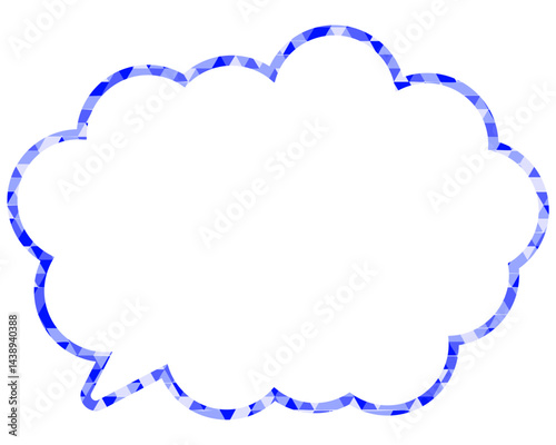 ステンドグラス風吹き出し　三角形模様　丸みのある雲形