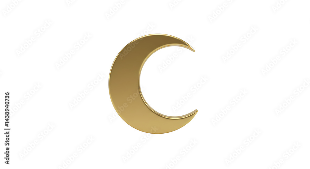 Naklejka premium Elegant golden crescent moon with reflective surface on a clean backdrop