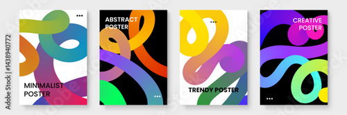 Abstract posters of colorful lines suitable for modern interior design, social media graphics, digital presentations, and creative advertising campaigns.
