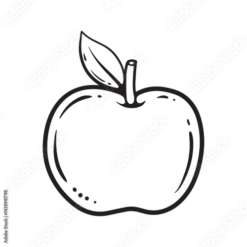Cartoon vector line art doodle of apple fruit object and symbols.