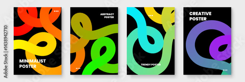 Four colorful abstract shape posters ideal for modern art enthusiasts, interior designers, and advertising campaigns seeking vibrant visuals.