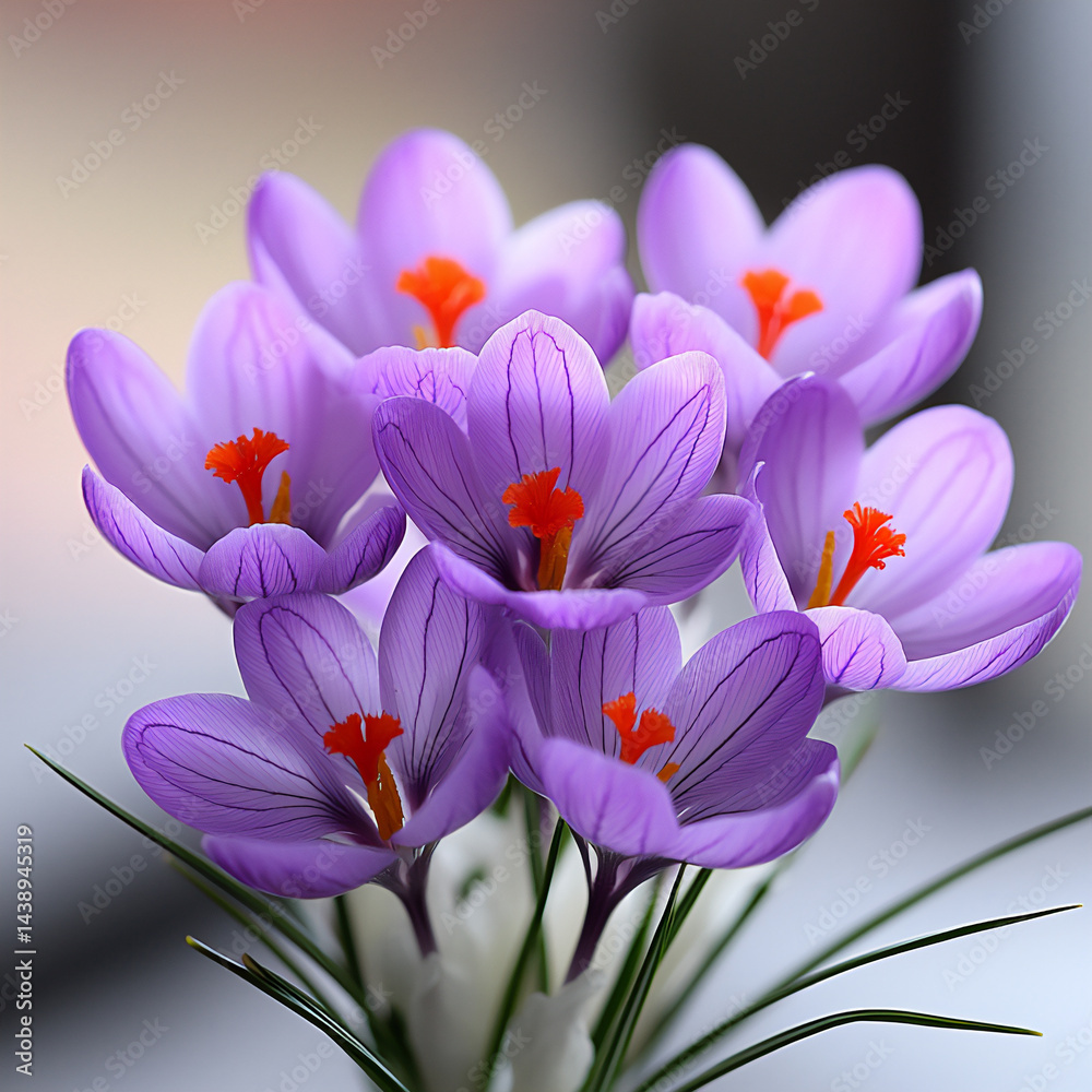Naklejka premium vibrant saffron crocus detail,
