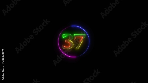 Wallpaper Mural Glowing Neon light text number icon, business 37 number background 4k illustration.	 Torontodigital.ca