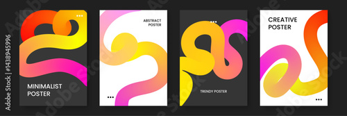 Four colorful abstract poster designs perfect for modern decor or promotional materials. Stand out with vibrant shapes and designs.