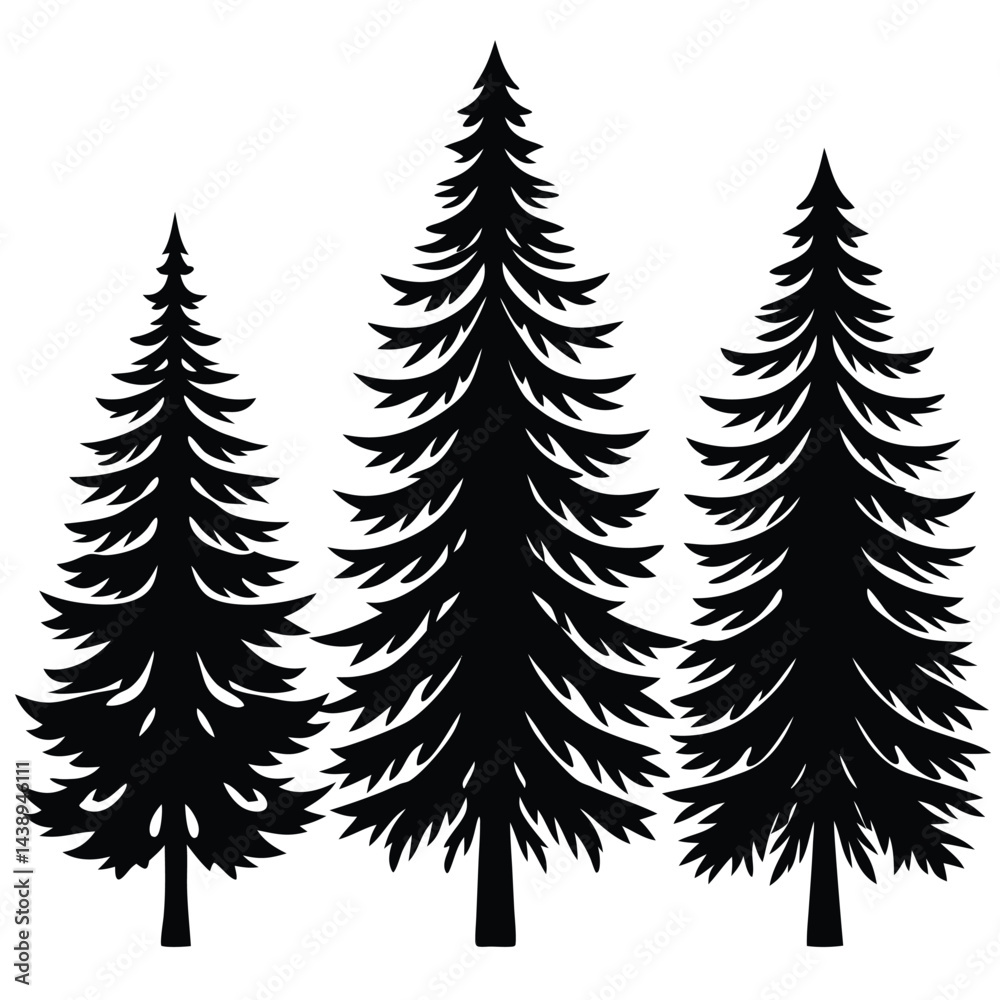 Obraz premium Cedar Trees icon set on white background