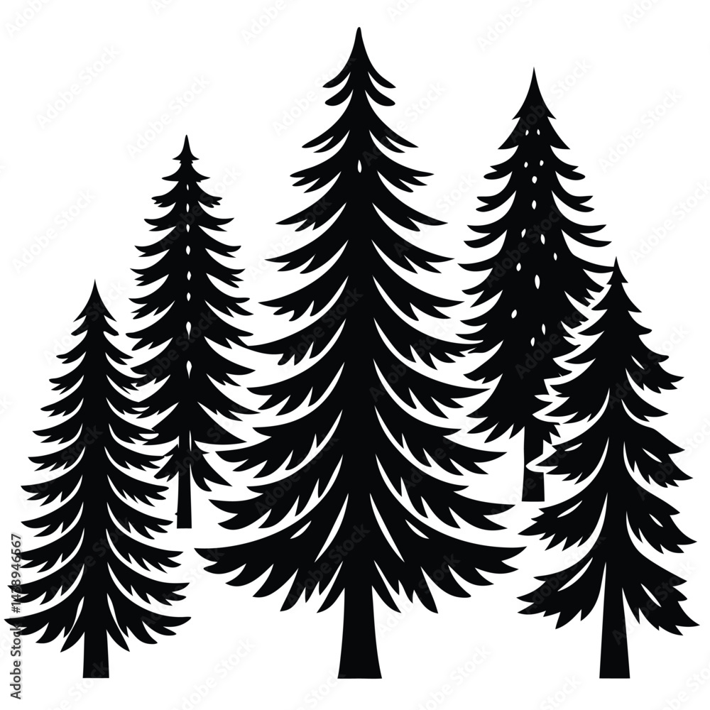 Obraz premium Cedar Trees icon set on white background
