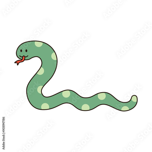 SNAKE cute animal doodle kawaii Japanese style illustration single icon drawing element clean flat vector