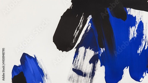 Obraz na płótnie Abstract brushstrokes of black and blue on white w salonie