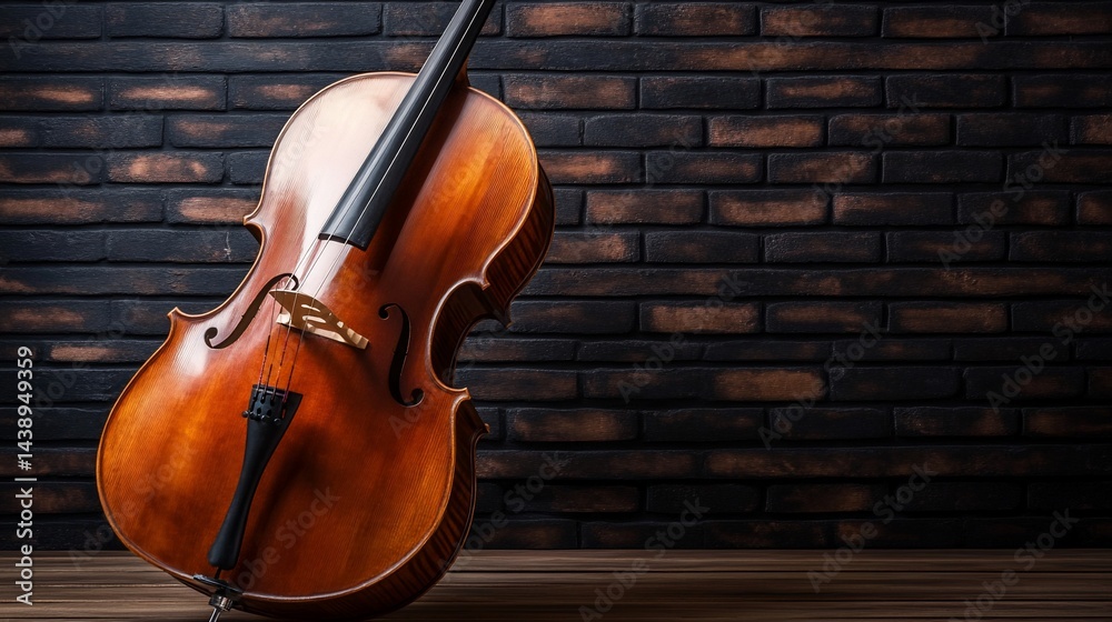 Cello against a brick wall