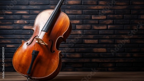 Obraz na płótnie Cello against a brick wall w salonie