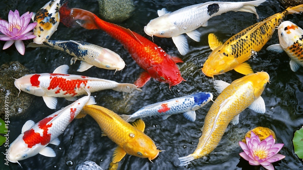 Colorful Koi Fish in a Pond