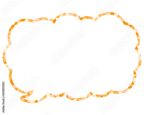 ステンドグラス風吹き出し　三角形模様　細長い雲形