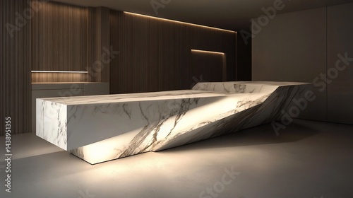Modern marble reception desk in minimalist interior