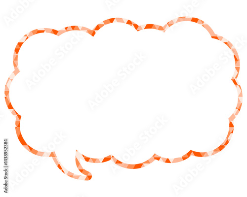 ステンドグラス風吹き出し　三角形模様　細長い雲形