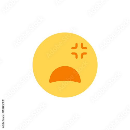 Yellow Frustration Icon Depicting Anger and Sadness with Circular Shape and Minimalist Design for Mental Health Themes
