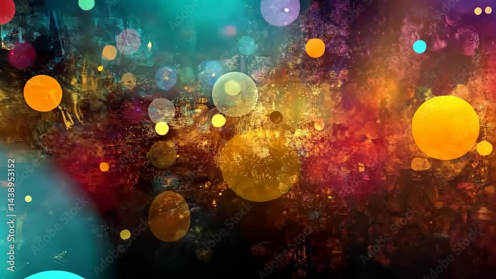 Vivid colorful bokeh light transformation in kaleidoscopic motion