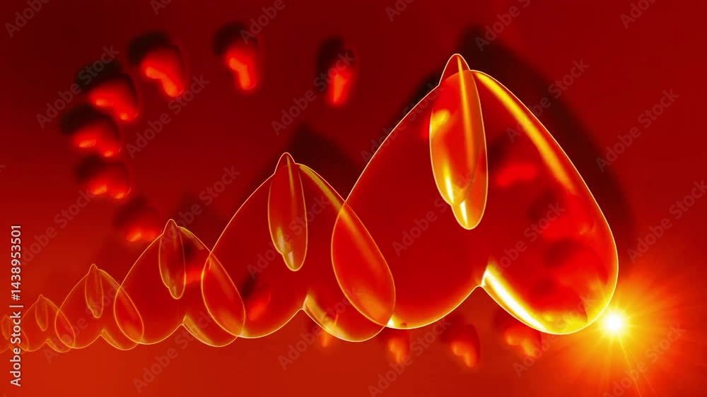 Abstract colourful red 3D heart background wallpaper 