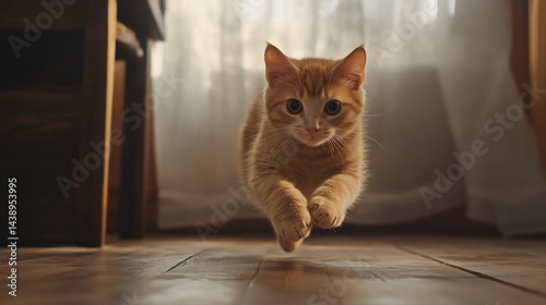 Munchkin cat with short legs Running